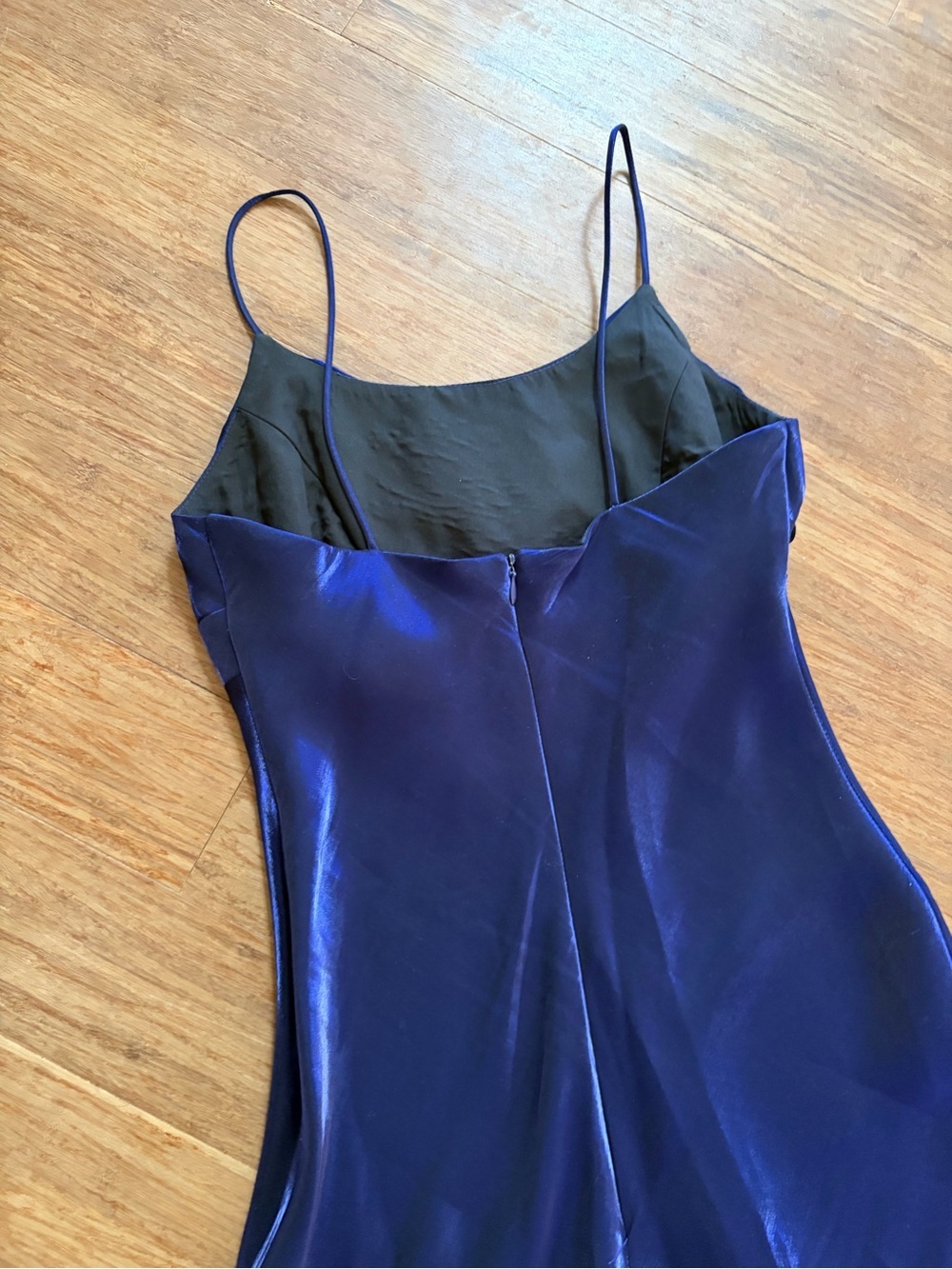 Vintage 90s Fairweather Iridescent Purple Liquid Metallic Maxi Dress Gown Sz 0 - Picture 7 of 7